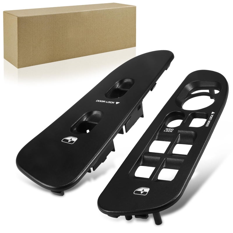 BASIKER Driver and Passenger Black Door Window Switch Panel Bezel for 2002 to 2010 Dodge Ram 1500 2500 3500 Front Right and Left Window Button Border Trim - Image 1